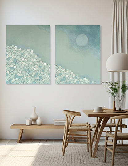 QUIET BLOOM - Sage Moon (Diptych)
