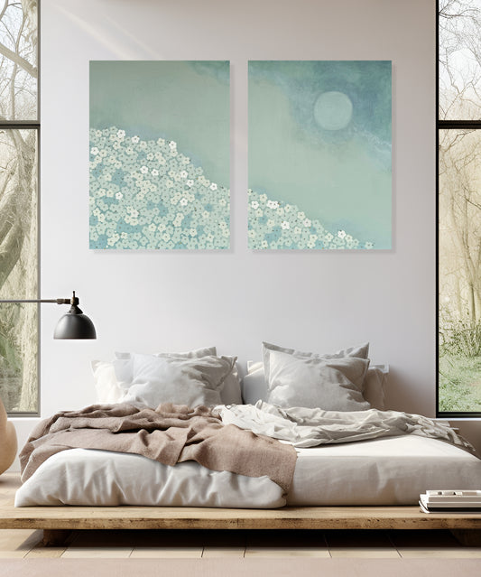 QUIET BLOOM - Sage Moon (Diptych)